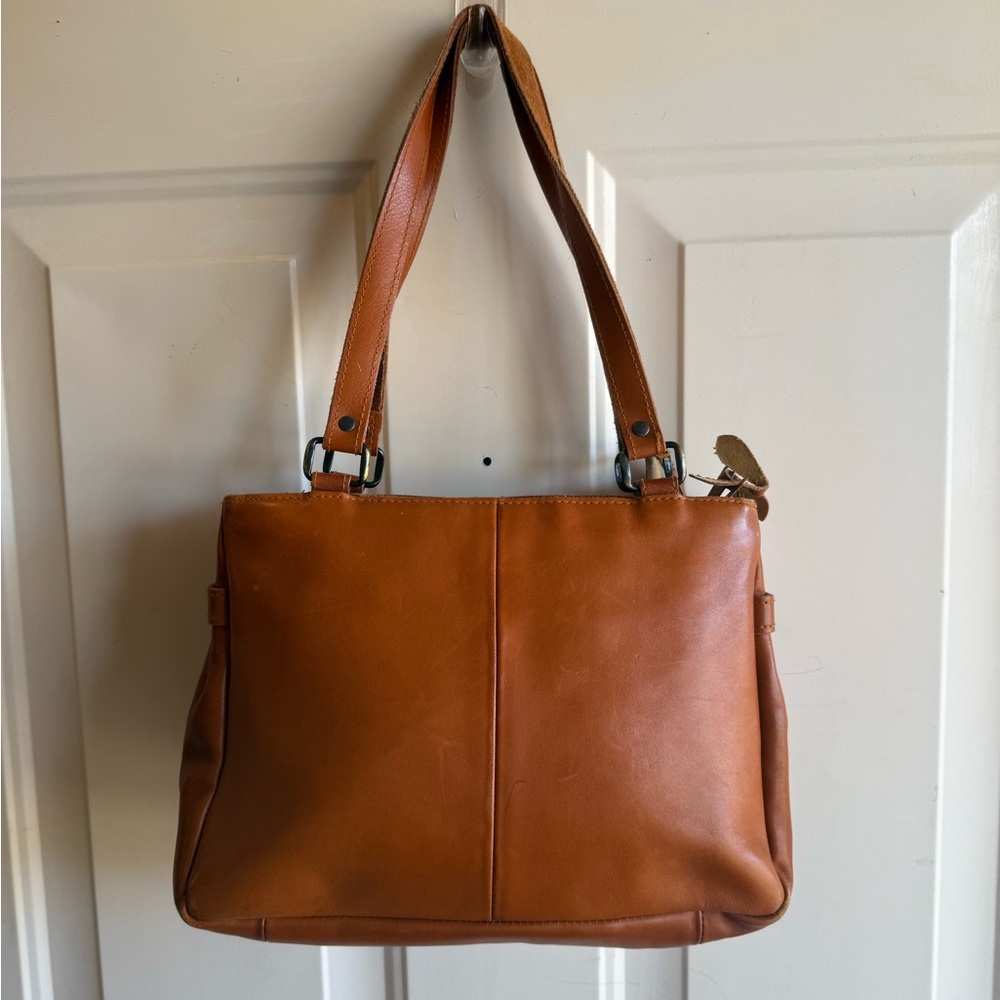 Vintage Brown soft Leather purse made in Hong Kong 3 compartments 11”X8”X3” - Picture 5 of 16